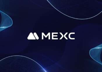 Logo de MEXC en color blanco sobre fondo negro.