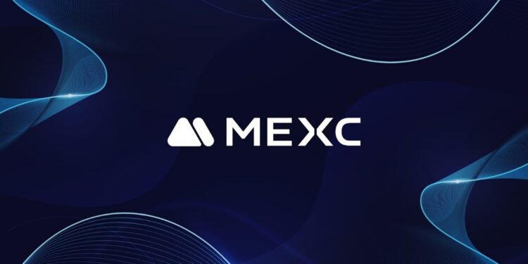 Logo de MEXC en color blanco sobre fondo negro.