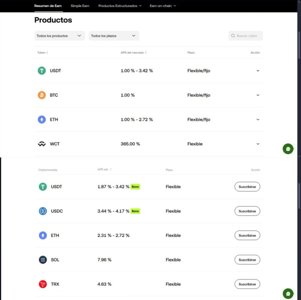 Captura página web plataforma staking OKX