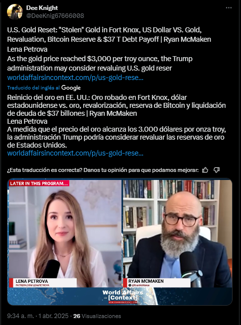 Un usuario de X muestra la conversación sostenida entre Lina Petrova y el economista Ryan McMaken.