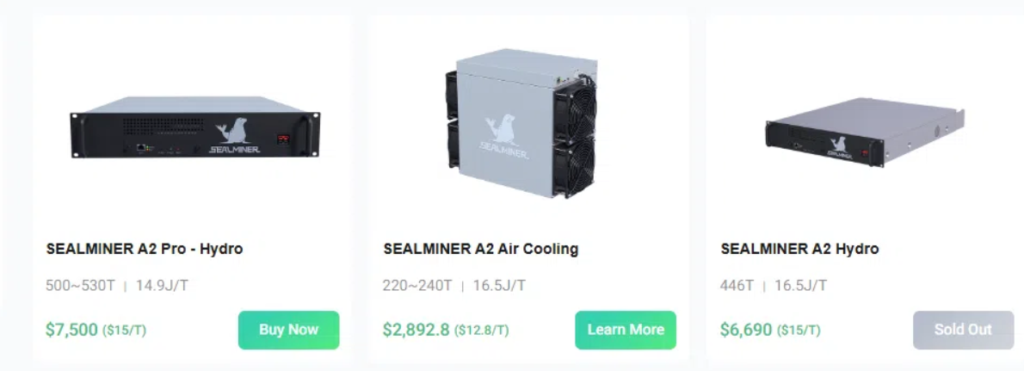 Modelos SEALMINER A2.