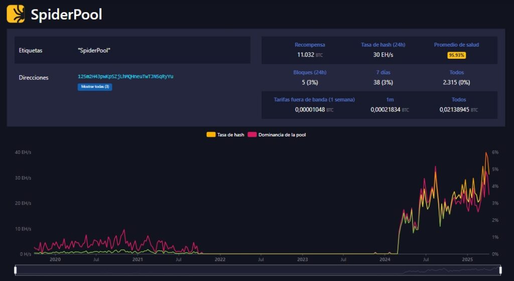 Imagen del pool de minería bitcoin Spider Pool