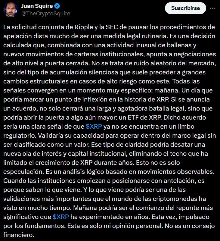 Comentario de Juan Squire en X.
