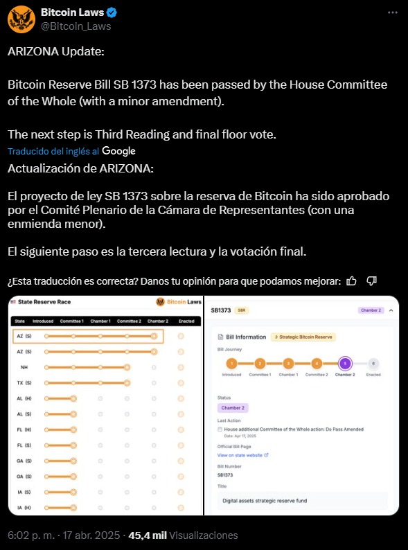 arizona avanza con su reserva de criptomonedas