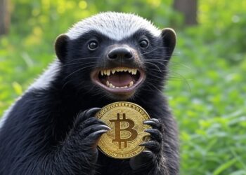 tejón o honeybadger agarrando un bitcoin