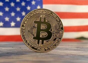 Imagen generada por la IA Grok de Bitcoin y la bandera de Estados Unidos.
