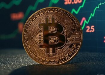 moneda de bitcoin con un gráfico de fondo.