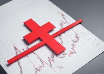 Imagen de un gráfico de precio y una cruz roja de la muerte.