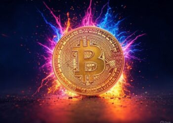 Imagen que muestra bitcoin empoderado con rayos.