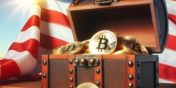 Imagen creada por la IA Designer de un tesoro de Bitcoin en Estados Unidos.