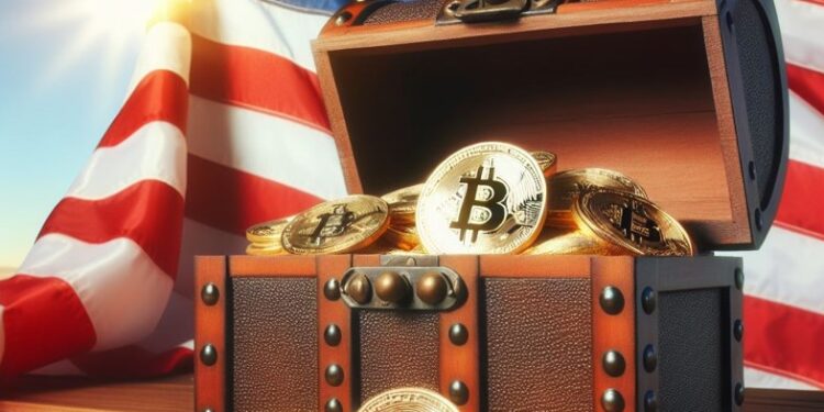 Imagen creada por la IA Designer de un tesoro de Bitcoin en Estados Unidos.