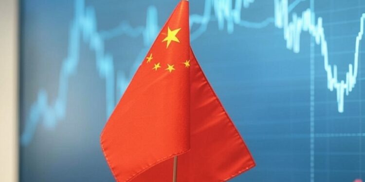 bandera de china y de fondo y un gráfico detrás