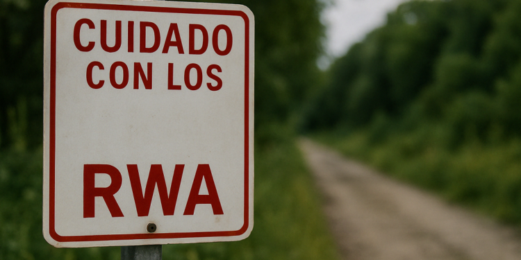 Cartel que dice "Cuidado con los RWA".