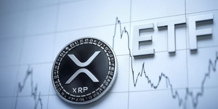 moneda de XRP con las letras ETF al lado