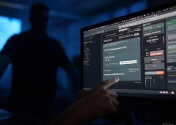 Un hacker transfiriendo fondos robados.