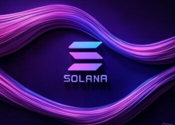 Logo de la red Solana, un fondo violeta.