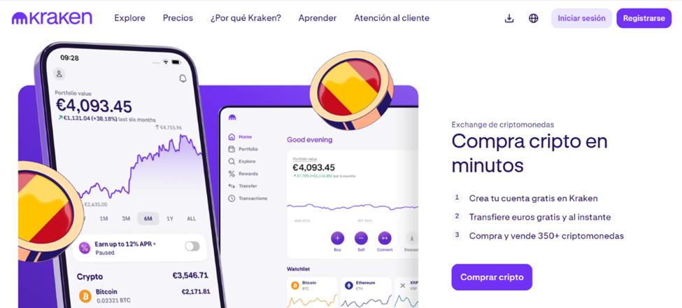 Página web en español de Kraken.