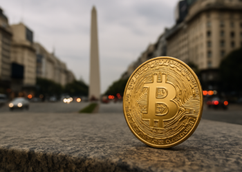 Moneda de bitcoin en la Ciudad de Buenos Aires.