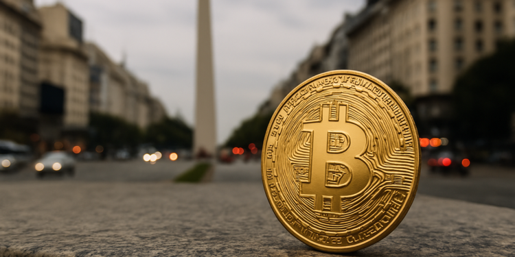 Moneda de bitcoin en la Ciudad de Buenos Aires.