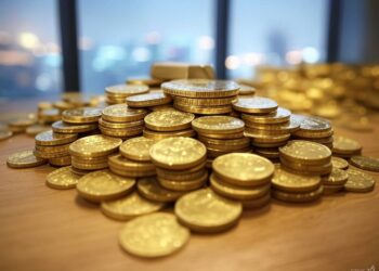Imagen de monedas doradas tipo oro.