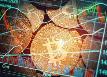 moneda de bitcoin y gráficos de precios.