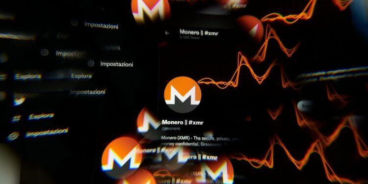Logo de monero y gráficos de precio.
