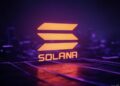 El logo de la red Solana en color naranja.