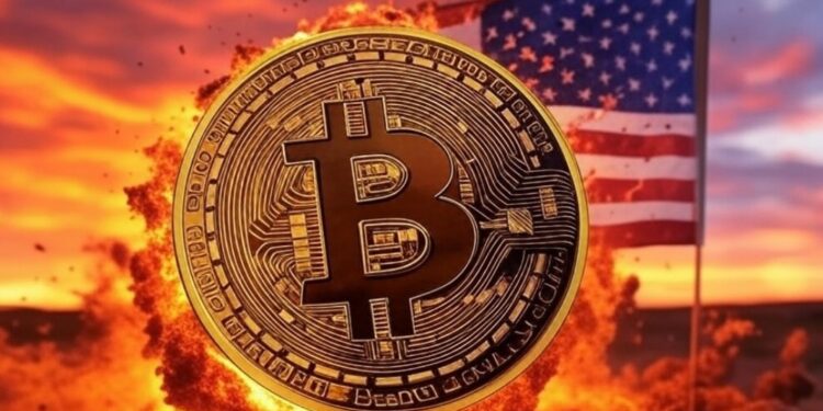 Imagen generada por IA de bitcoin saliendo de un incendio en EE. UU.