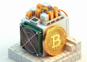 un mini minero de Bitcoin renderizado, estilo autocad