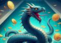una hydra en una piscina con un bitcoin, estilo clásico