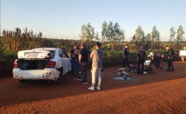 Vehículo implicado en el asalto de una minera de Bitcoin en Paraguay.