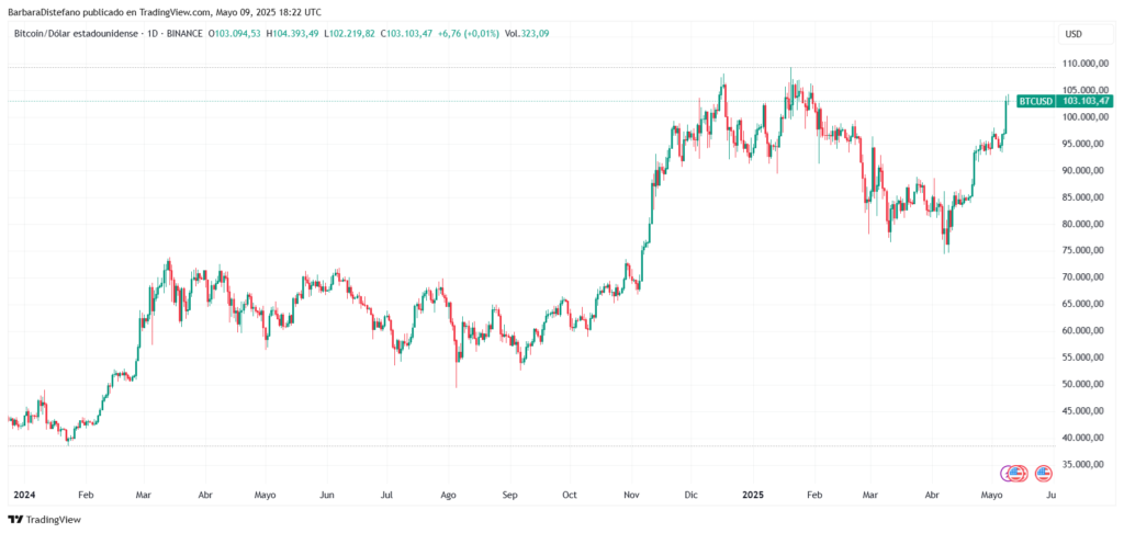 Gráfico de precio de BTC desde 2024.