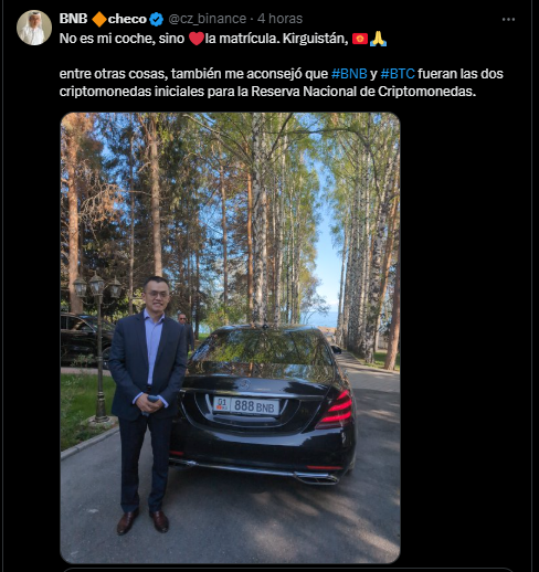 CZ asegura que aconsejó a Kiguistán para que incluya a BNB y Bitcoin en sus reservas.