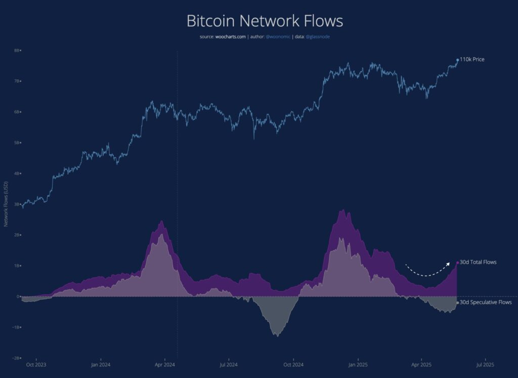 Gráfico de Flujos de la Red de Bitcoin.