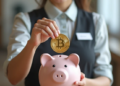 Una mujer ahorra en bitcoin.