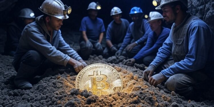 Un grupo de mineros compitiendo por extraer una moneda de BTC.