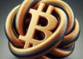 Nudo con forma de Bitcoin, estilo hiperrealista