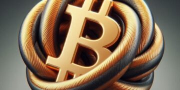 Nudo con forma de Bitcoin, estilo hiperrealista