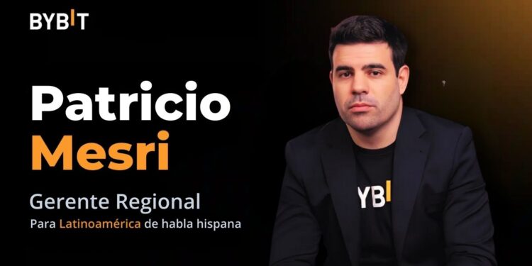 fotografía de Patricio Mesri junto a su nombre y cargo como nuevo geerente regional para latinoamérica de habla hispana del exchange Bybit