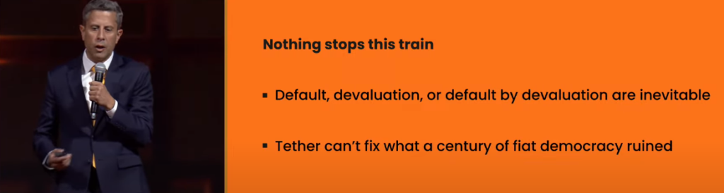 Saifedean Ammous explica su teoría de que USDT de Tether no salvará al dólar.