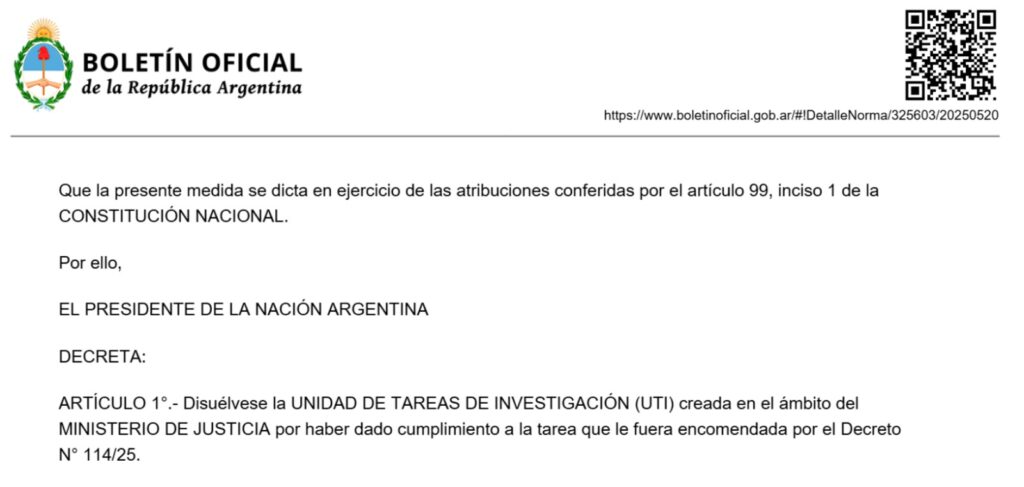 nuevo decreto del gobierno de argentina sobre el caso libra