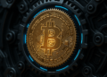 Una moneda de BTC protegida por un escudo.