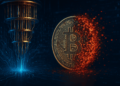 Analistas estiman los riesgos teóricos de la computación cuántica por sobre Bitcoin. Fuente: Microsoft Image Creator.