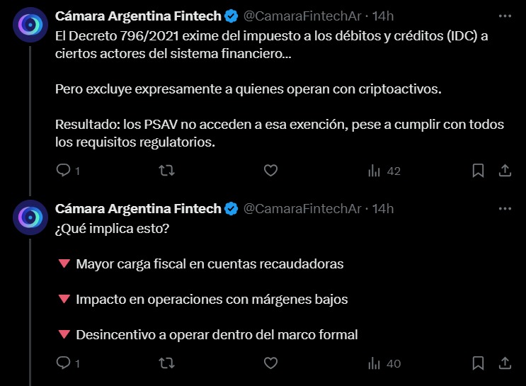 denuncia de la cámara fintech de argentina por discriminación fiscal.