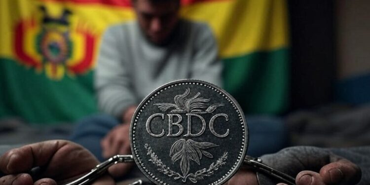 Imagen de la IA Grok sobre una CBDC en Bolivia que restringe las libertades.