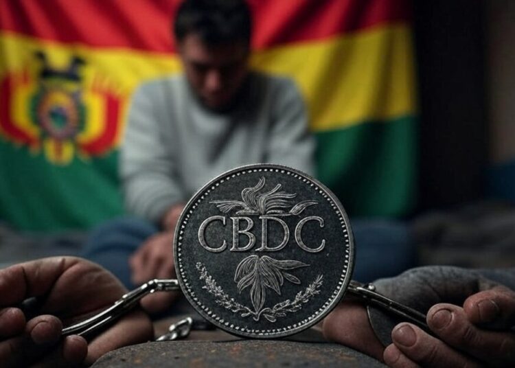 Imagen de la IA Grok sobre una CBDC en Bolivia que restringe las libertades.