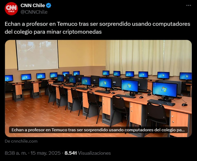 cnn informa que un profesor es despedido en chile por minar criptomonedas