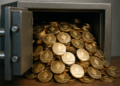 Caja fuerte con decenas de monedas de ether.