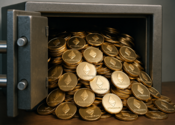 Caja fuerte con decenas de monedas de ether.
