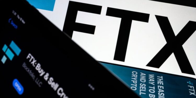 Imagen referencial del logo y plataforma de FTX.